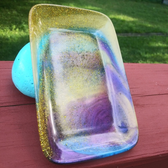 ✨SOLD✨Soap Dish Tray Resin Art Cute Mermaid Sparkly Beautiful Handmade Cute - Picture 4 of 15